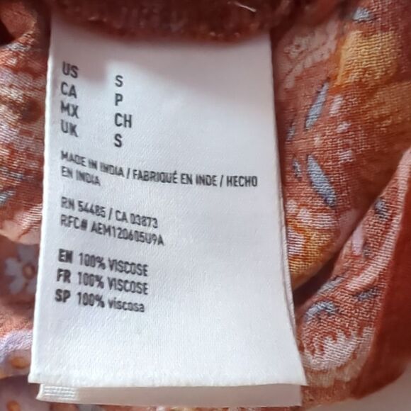 American Eagle Rust Floral Long Sleeve Blouse - Picture 7 of 7